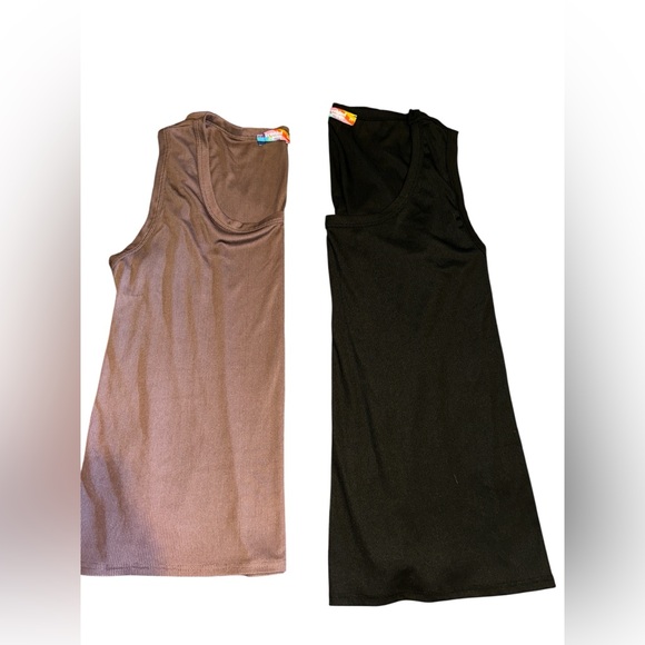 Black and Brown Tank Tops with Scoop Neckline - Picture 1 of 1